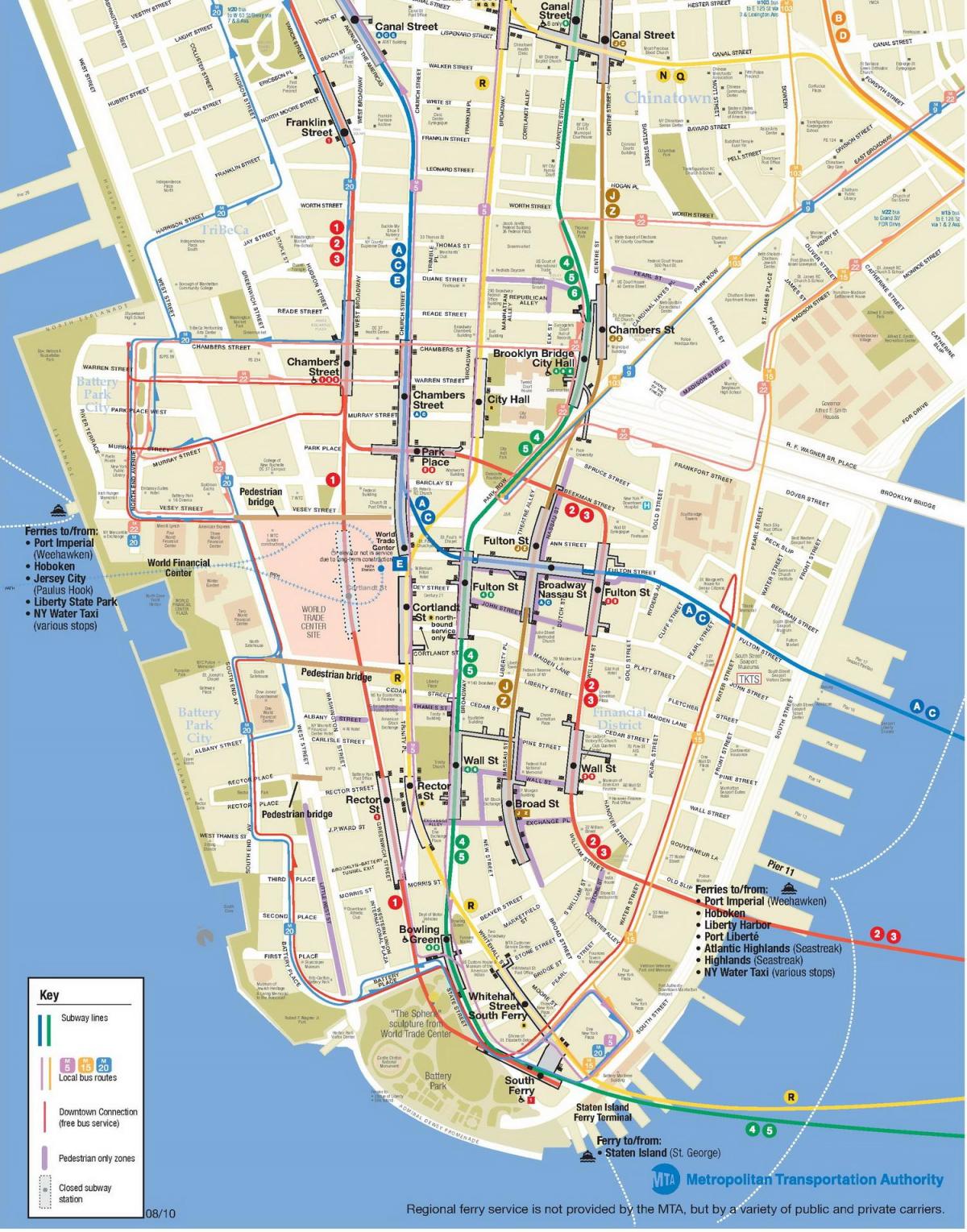 druckbare Karte der Innenstadt von New York City