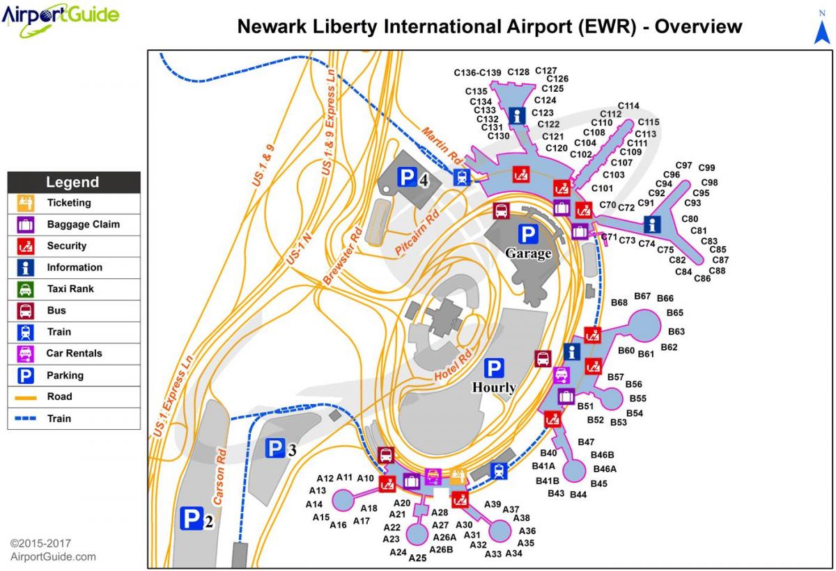 New York EWR airport Landkarte