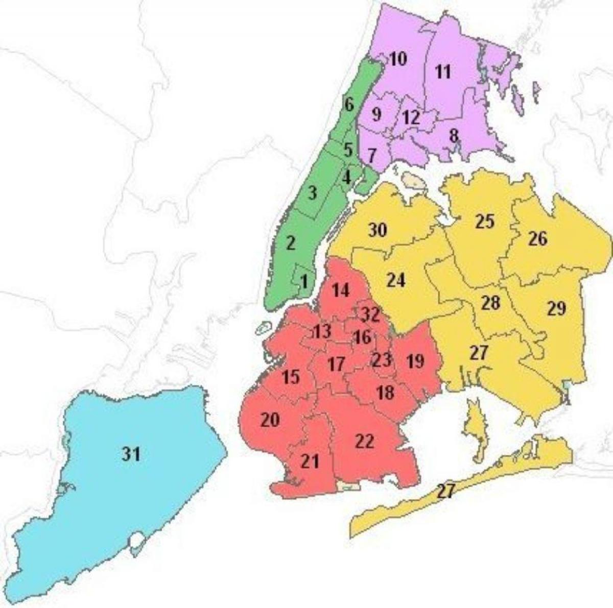 Karte der Bezirke von NYC