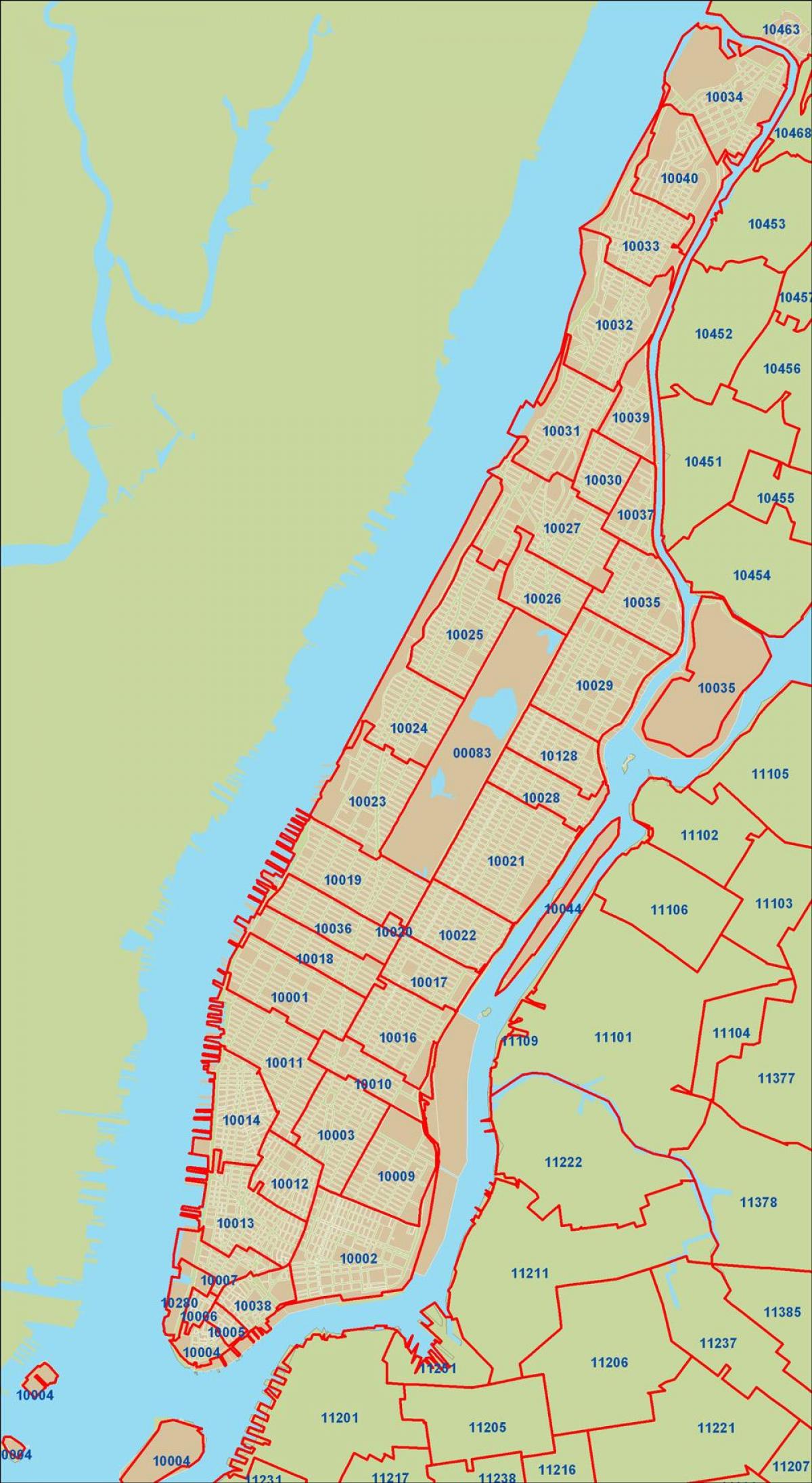 Karte von New York zip code