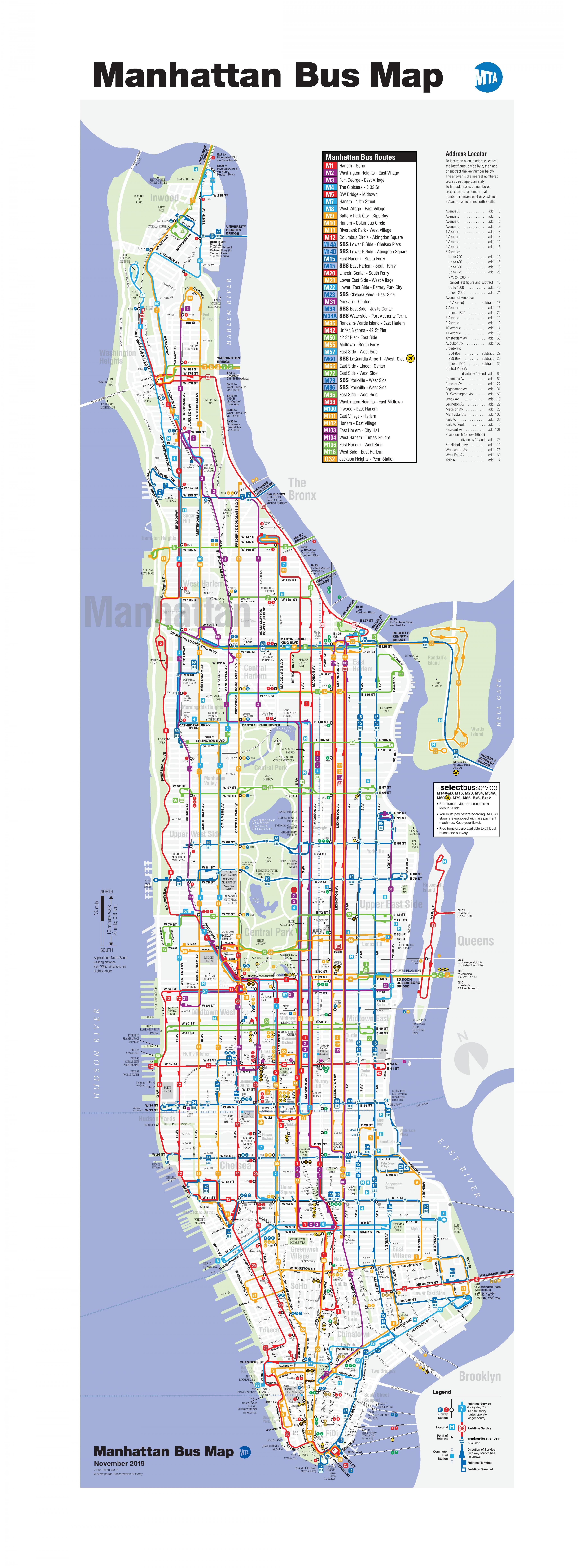 New York bus map NYC - bus route map (New York - USA)