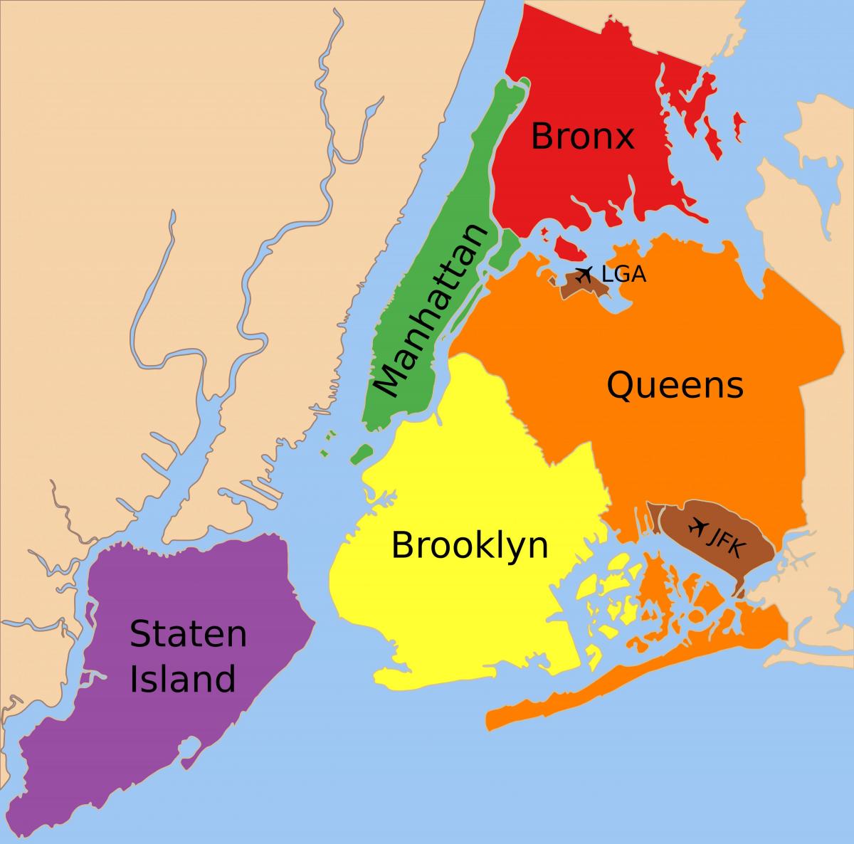 5 boroughs map - NYC burrows Karte (New York - USA)