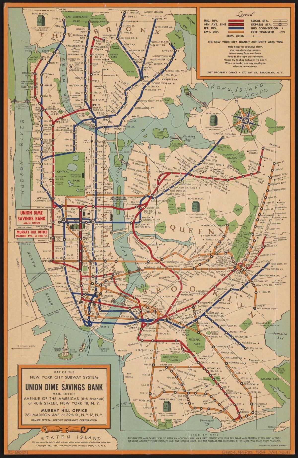 alten New Yorker U-Bahn Karte