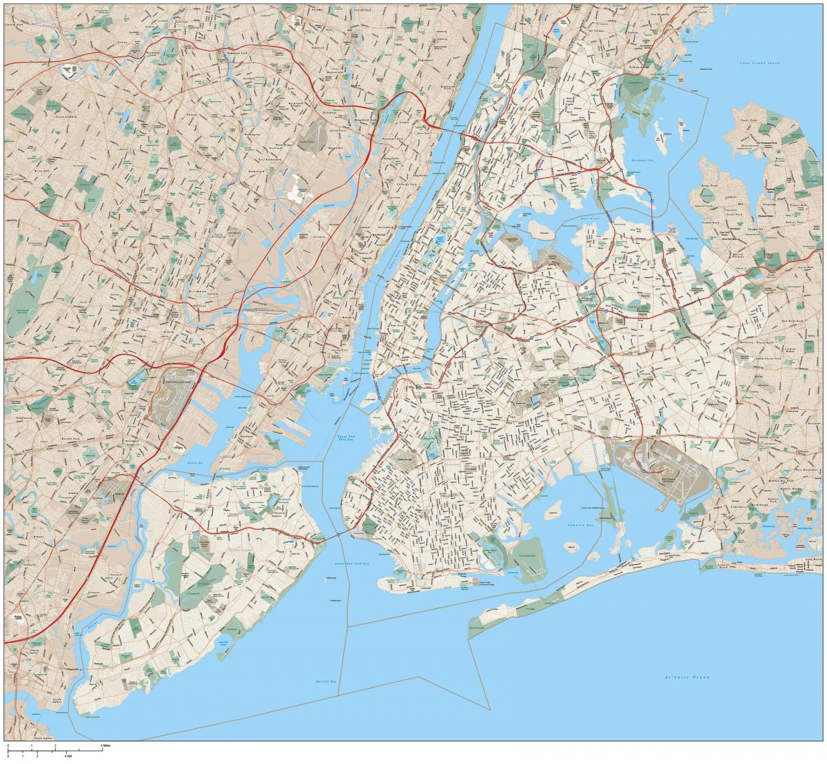 detaillierte Karte von New York City