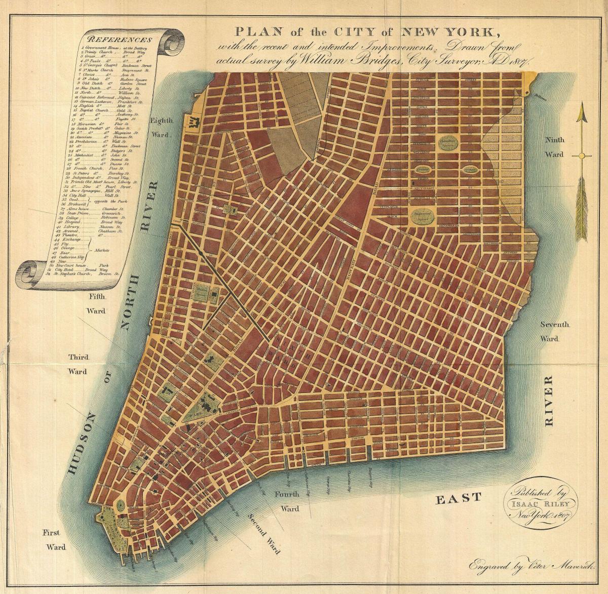 Karte von New York City 1800