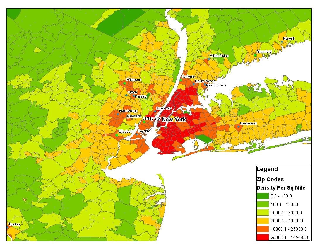 New York City, Bevölkerung Karte
