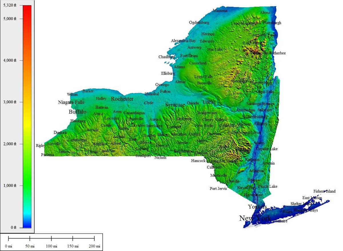 New York Höhenkarte