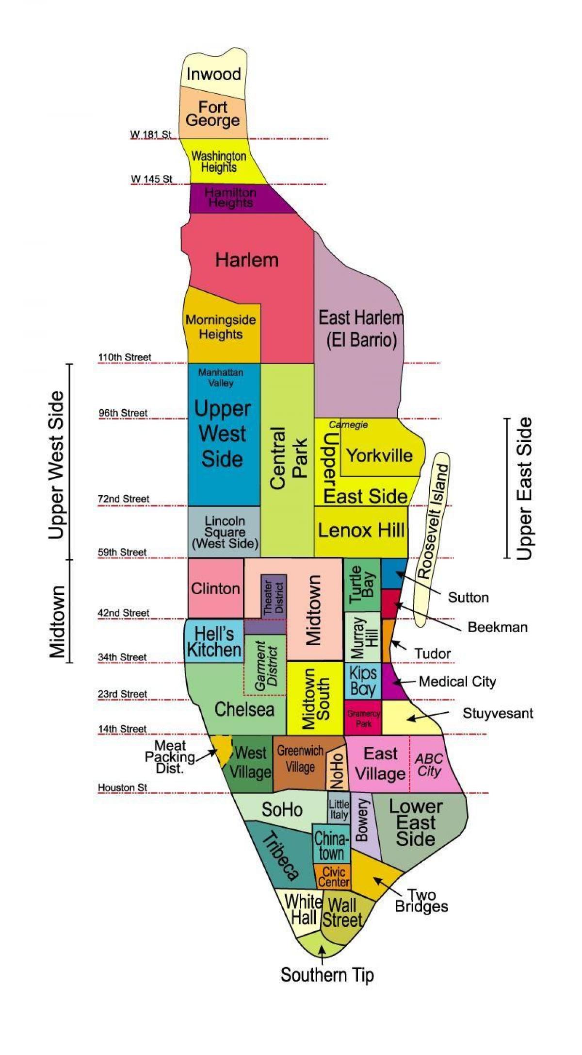 Karte von NYC Nachbarschaft Namen