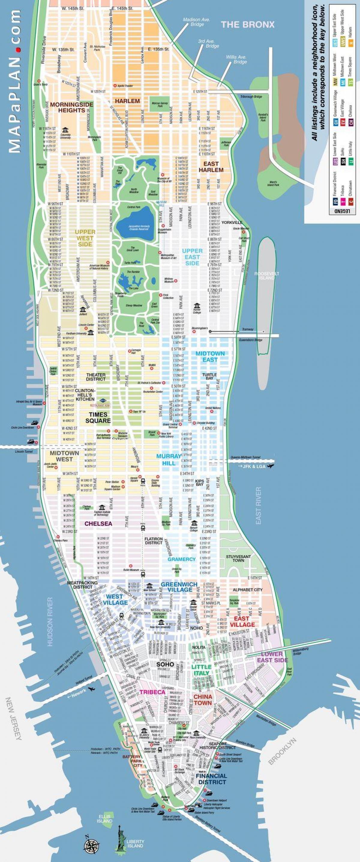 Karte von NYC Nachbarschaft mit Straßen