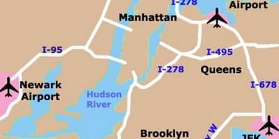 New York Flughäfen in der Umgebung anzeigen
