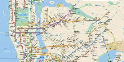 New York street map mit der U-Bahn-Stationen